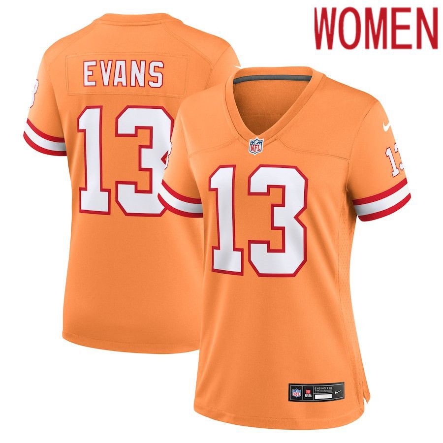 Women Tampa Bay Buccaneers 13 Mike Evans Nike Orange Throwback Game NFL Jersey